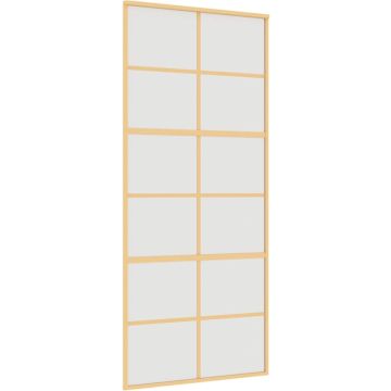 vidaXL-Schuifdeur-90x205-cm-mat-ESG-glas-en-aluminium-goudkleurig