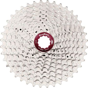 Cassette 10 speed Sunrace CSMX3 11-42T - zilver/rood