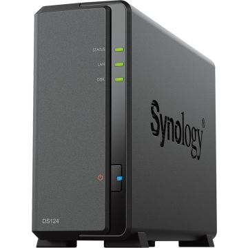 Synology DiskStation DS124, NAS, Desktop, Realtek, RTD1619B, Zwart