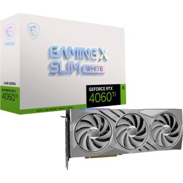 MSI GeForce RTX 4060 Ti GAMING X SLIM WHITE 16G, GeForce RTX 4060 Ti, 16 GB, GDDR6, 128 Bit, 7680 x 4320 Pixels, PCI Express x8 4.0