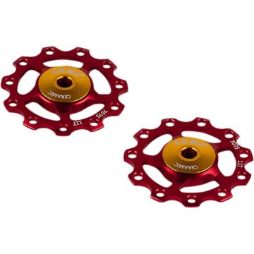 CEMA derailleurwieltjes alu 9/10/11V RVS-Keramisch rood