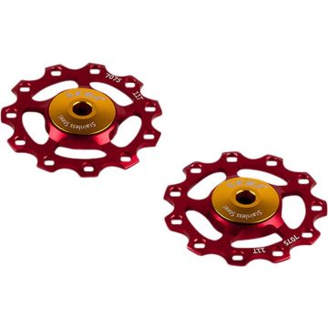 CEMA derailleurwieltjes alu 9/10/11V RVS rood