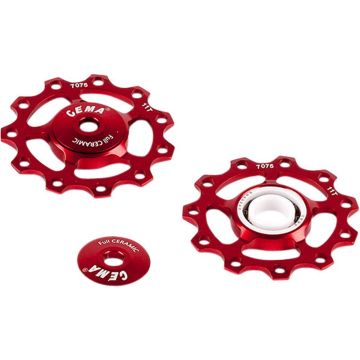 CEMA derailleurwieltjes alu 9/10/11V Full Ceramic rood