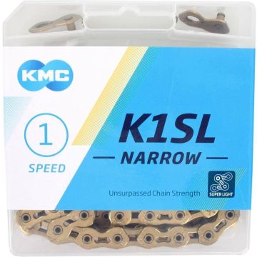 KMC ketting single speed K1SL 3/32 narrow 100 links gold