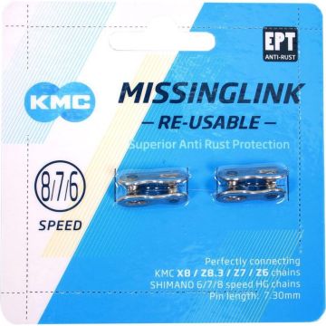 Kettingschakel KMC 7,3mm voor 6/7/8 speed fietsketting (2 sets)
