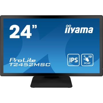 Iiyama Prolite T2452MSC-B1 - LED-monitor - 24" - 1920 x 1080 Full HD - IPS - 360 cd/m² - 1000:1 - 14 ms - HDMI, DisplayPort - luidsprekers - Touch-technologie - zwart