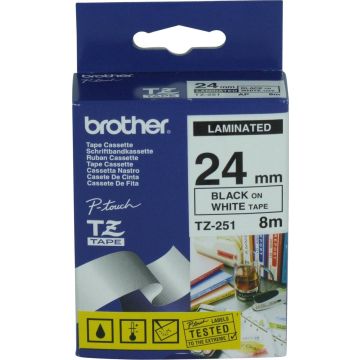 Brother TZE251 Labelprinter-tape - Wit