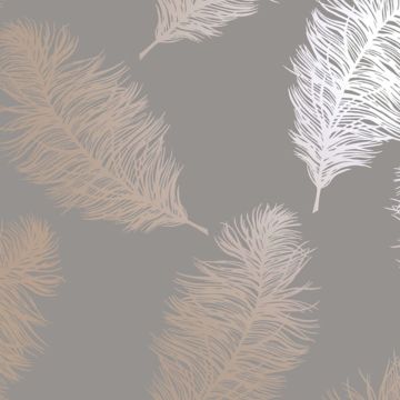 DUTCH-WALLCOVERINGS-Behang-Fawning-Feather-grijs-en-roségoudkleurig