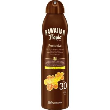 Hawaiian Tropic Protective Coconut &amp; Mango Dry Oil Spray - SPF30 - 180ml - 1 stuk