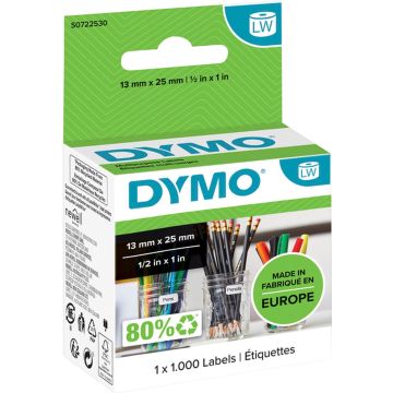 DYMO originele kleine LabelWriter multifunctionele labels | 13 mm x 25 mm | 1000 zelfklevende etiketten | Gemakkelijk te verwijderen labels voor de LabelWriter labelprinters | Gemaakt in Europa