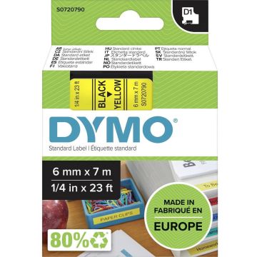 DYMO originele D1 labels | Zwarte Tekst op Geel Label | 6 mm x 7 m | Zelfklevende etiketten voor de LabelManager labelprinter | gemaakt in Europa