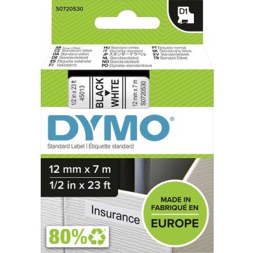 DYMO originele D1 labels | Zwarte Tekst op Wit Label | 12 mm x 7 m | Zelfklevende etiketten voor de LabelManager labelprinter | gemaakt in Europa