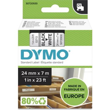 DYMO originele D1 labels | Zwarte Tekst op Wit Label | 24 mm x 7 m | zelfklevende etiketten voor de LabelManager labelprinters | gemaakt in Europa
