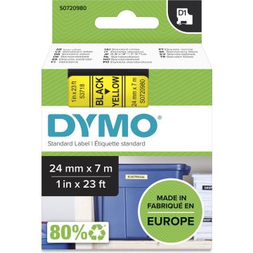 DYMO originele D1 labels | Zwarte Tekst op Geel Label | 24 mm x 7 m | Zelfklevende etiketten voor de LabelManager labelprinter | gemaakt in Europa