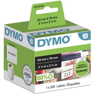 DYMO originele multifunctionele LabelWriter labels | 54 mm x 70 mm | 320 zelfklevende etiketten | voor de LabelWriter labelprinters | gemaakt in Europa