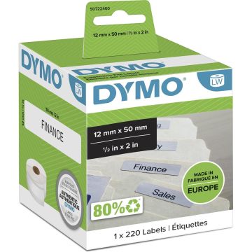 DYMO originele LabelWriter labels voor hangmappen | 12 mm x 50 mm | rol van 220 gemakkelijk los te maken labels | zelfklevende etiketten voor de LabelWriter labelprinters