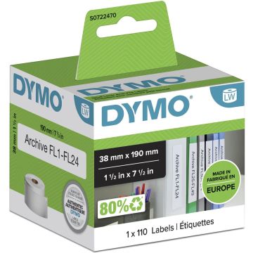DYMO originele LabelWriter multifunctionele/LAF labels | 38 mm x 190 mm | 110 zelfklevende etiketten | voor de LabelWriter labelprinters | gemaakt in Europa