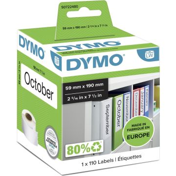 DYMO originele LabelWriter labels voor ordners | 59 mm x 190 mm | 110 zelfklevende etiketten | Geschikt voor de LabelWriter labelprinters | gemaakt in Europa