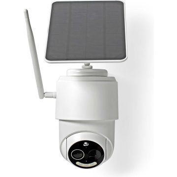 Nedis SmartLife Camera voor Buiten - Wi-Fi - Full HD 1080p - IP65 - Max. batterijduur: 5 Maanden - Cloud Opslag (optioneel) / microSD (niet inbegrepen) - 5 V DC - Met bewegingssensor - Nachtzicht - Wit