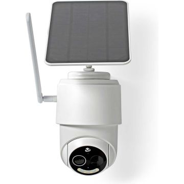 Nedis SmartLife Camera voor Buiten - 4G - Full HD 1080p - IP65 - Cloud Opslag (optioneel) / microSD (niet inbegrepen) - 5 V DC - Met bewegingssensor - Nachtzicht - Wit