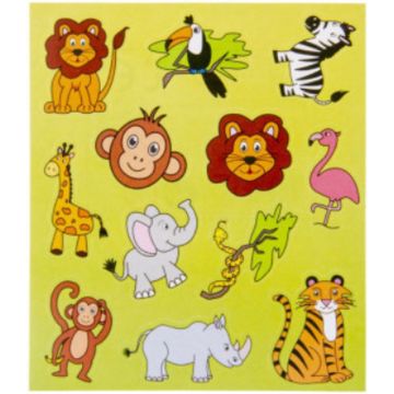 Stickers Wilde Dieren| Jungle Traktatie | 11,5 X 10 cm | 3 Stickervellen