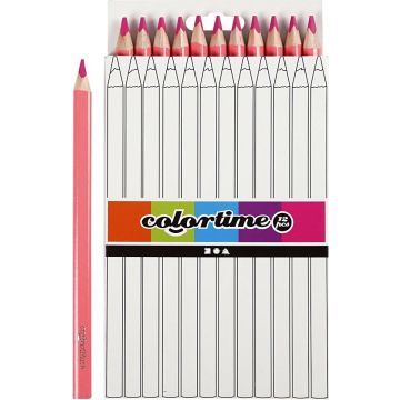 Colortime kleurpotloden, vulling: 5 mm, roze, Jumbo, 12 stuks