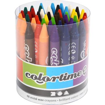 Colortime kleurkrijt, dikte 11 mm, kleuren assorti, 48 assorti