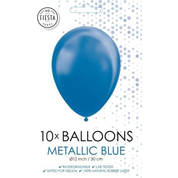 Blauwe ballonnen metallic | 10 stuks (multi)