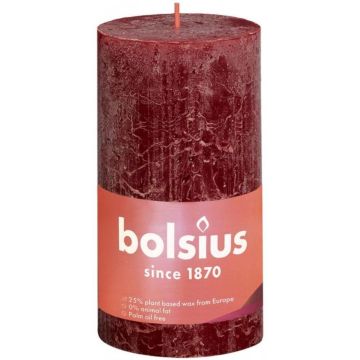 Bolsius Stompkaars Velvet Red Ø68 mm - Hoogte 13 cm - Donkerrood - 60 branduren