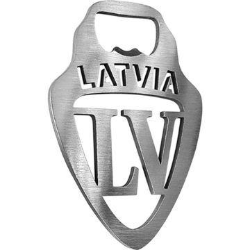 RVS Flesopener - 'Latvia' (Zilver)