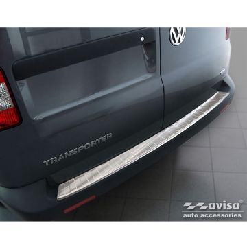 RVS Achterbumperprotector passend voor VW Transporter T5 2003-2015 (alle) &amp; T6 2015- / FL 2019- (met achterdeuren) 'XL' 'Ribs'
