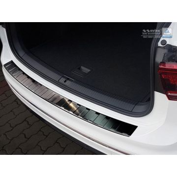 Avisa Zwart RVS Achterbumperprotector passend voor Volkswagen Tiguan II incl. Allspace 2016- 'Ribs'