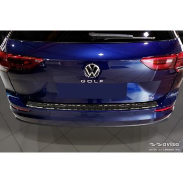 Zwart RVS Achterbumperprotector passend voor Volkswagen Golf VIII Variant 2020- 'Ribs'