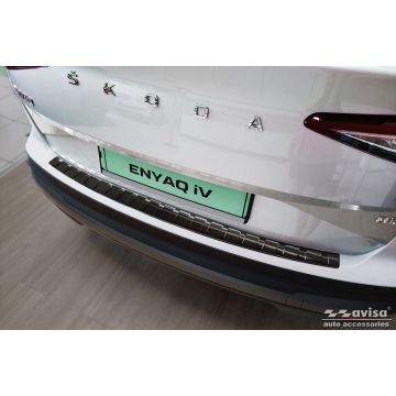 Zwart RVS Achterbumperprotector passend voor Skoda Enyaq iV 2020- excl. Coupe 'Ribs'