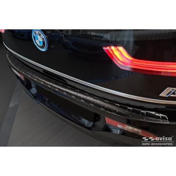 Zwart RVS Achterbumperprotector passend voor BMW i3 (i01) Facelift 2017- 'Ribs'