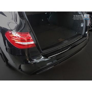 Avisa Zwart RVS Achterbumperprotector passend voor Mercedes C-Klasse W205 Kombi 2014- 'Ribs'