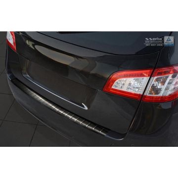 Avisa Zwart RVS Achterbumperprotector passend voor Peugeot 508 SW 2011-2018 'Ribs'