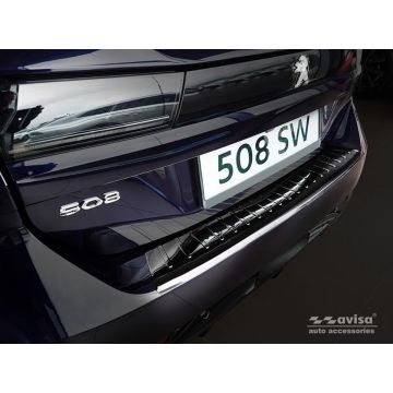 Avisa Zwart RVS Achterbumperprotector passend voor Peugeot 508 II SW 2019- 'Ribs'