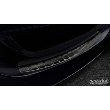 Zwart RVS Achterbumperprotector passend voor Mercedes C-Klasse W205 Sedan 2014-2019 &amp; 2019-2021 'Ribs'