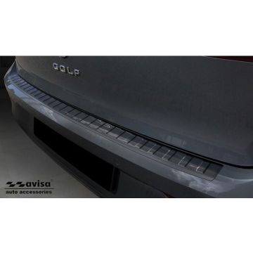 Zwart RVS Achterbumperprotector passend voor Volkswagen Golf VIII HB 5-deurs 2020- 'Ribs'