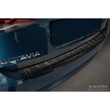 Zwart RVS Achterbumperprotector passend voor Skoda Octavia IV Liftback 2020- 'Ribs'