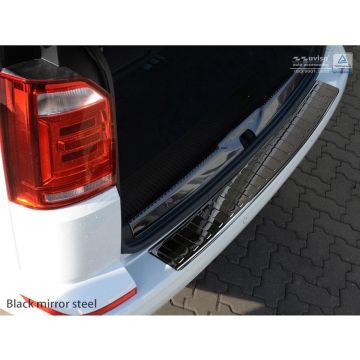 Avisa Zwart-Chroom RVS Achterbumperprotector passend voor Volkswagen Transporter T6 2015- (met achterklep) 'Ribs'