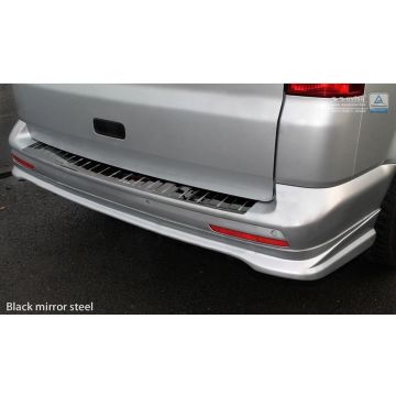 Avisa Zwart-Chroom RVS Achterbumperprotector passend voor VW Transporter T5 2003-2015 (alle) &amp; T6 2015- (met achterdeuren) 'Ribs'