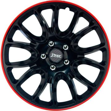 J-Tec Wieldoppen 14 inch Hero GTR zwart - Rode rand