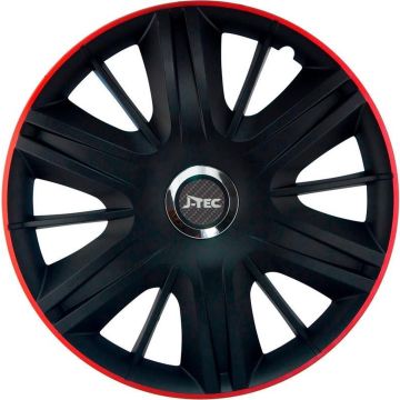 J-Tec Wieldoppen 15 inch Maximus GTR zwart/rood - chroom ring