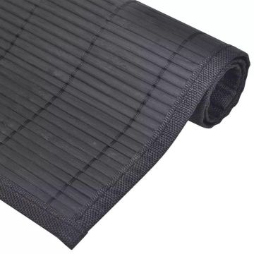 Bamboe placemats - 100% Polyester - Zwart - 45 x 30 cm - Set van 6 stuks - Antislip