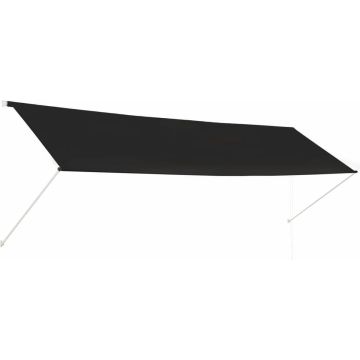 Zonwering uitschuifbaar - Stalen frame en 100% polyester stof met PA-coating - Antraciet - Zwart - 400x150 cm (B x H)
