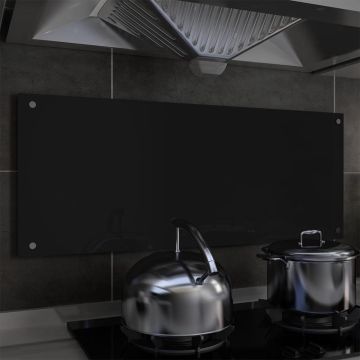 Spatscherm keuken 100x40 cm gehard glas zwart