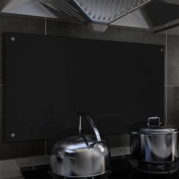 Spatscherm keuken 90x50 cm gehard glas zwart