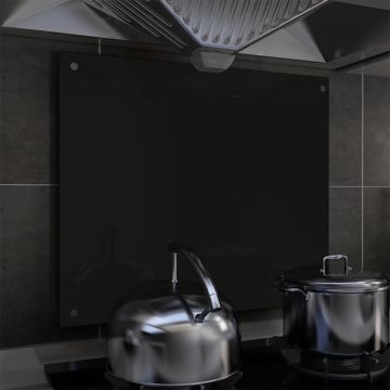 Spatscherm keuken 70x60 cm gehard glas zwart